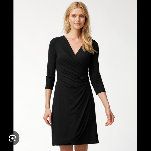 Elegant Black Wrap Dress - Picture 1 of 6